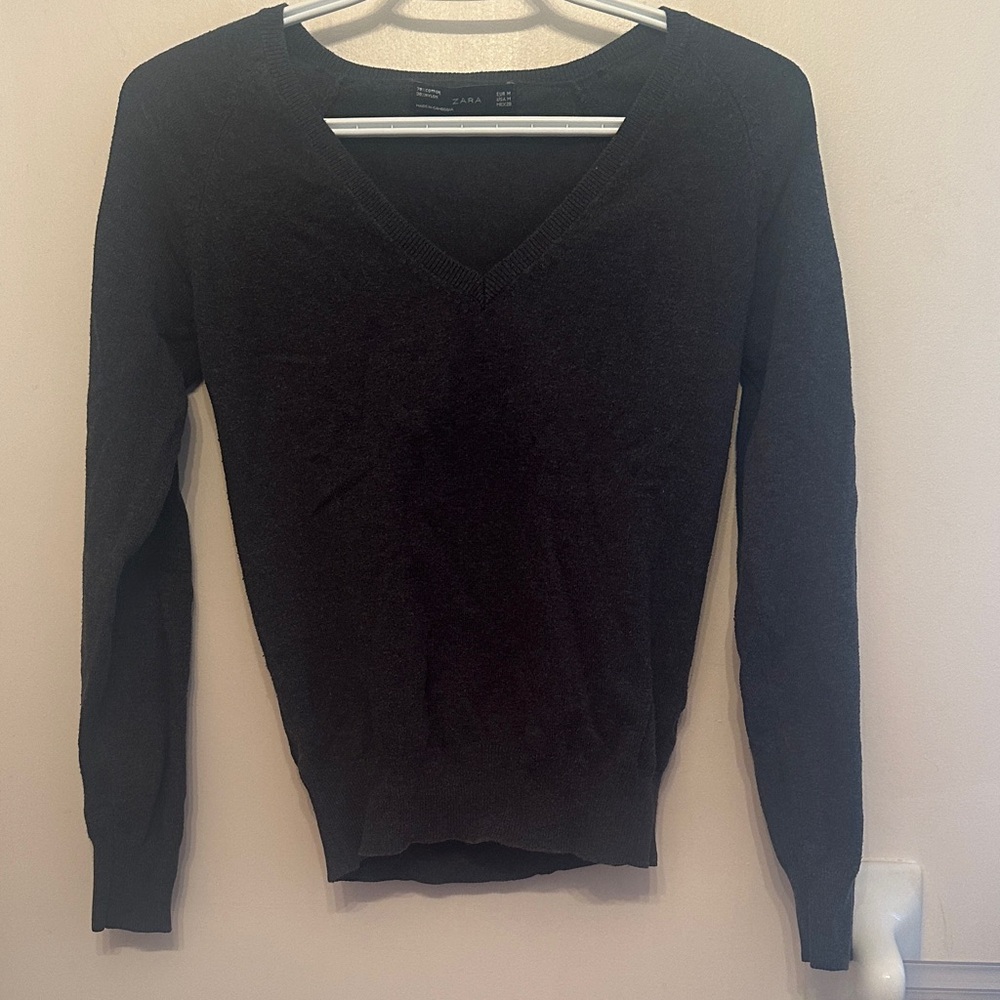 Zara Charcoal V-Neck Sweater
